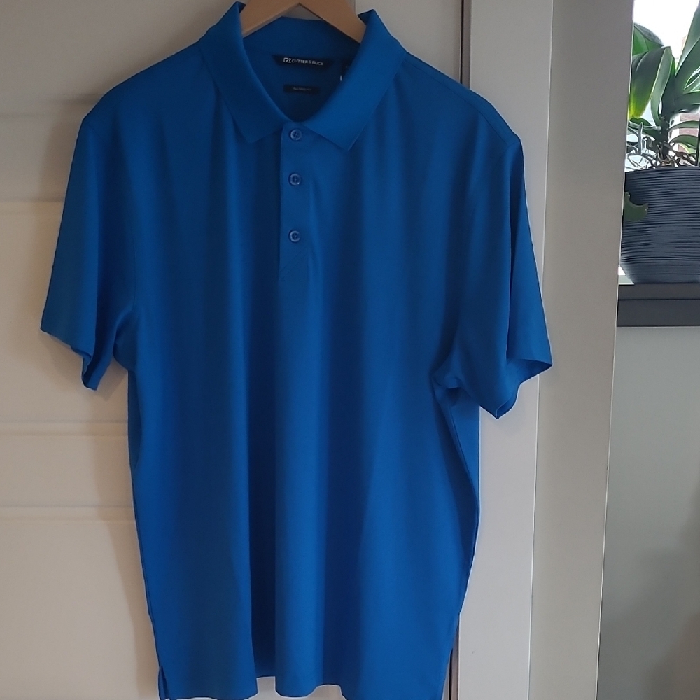 Cutter & Buck Blue Polo Shirt with Textured Fabric